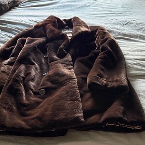 EUC size 8 Luxurious Brown Faux Fur Coat